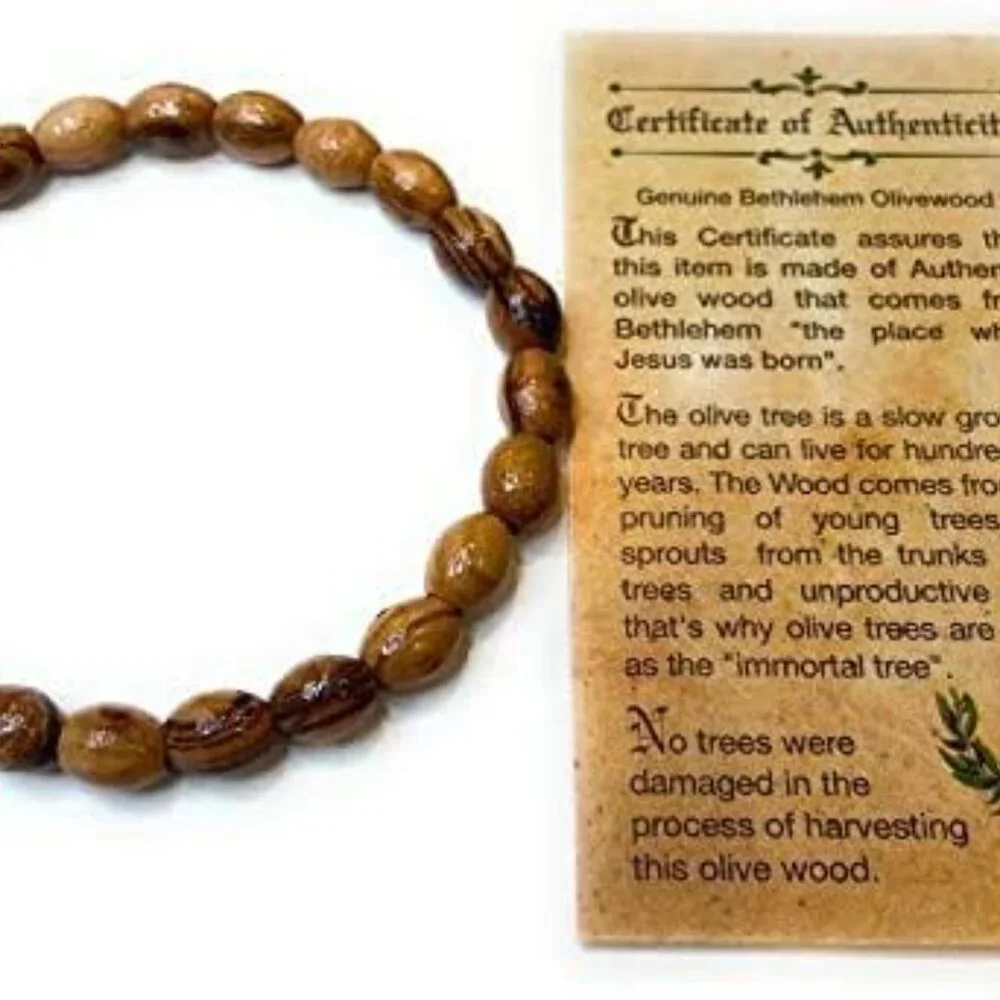 Handmade Olive Wood Bracelet Elegant Minimal Boho Stretch Fit Unisex